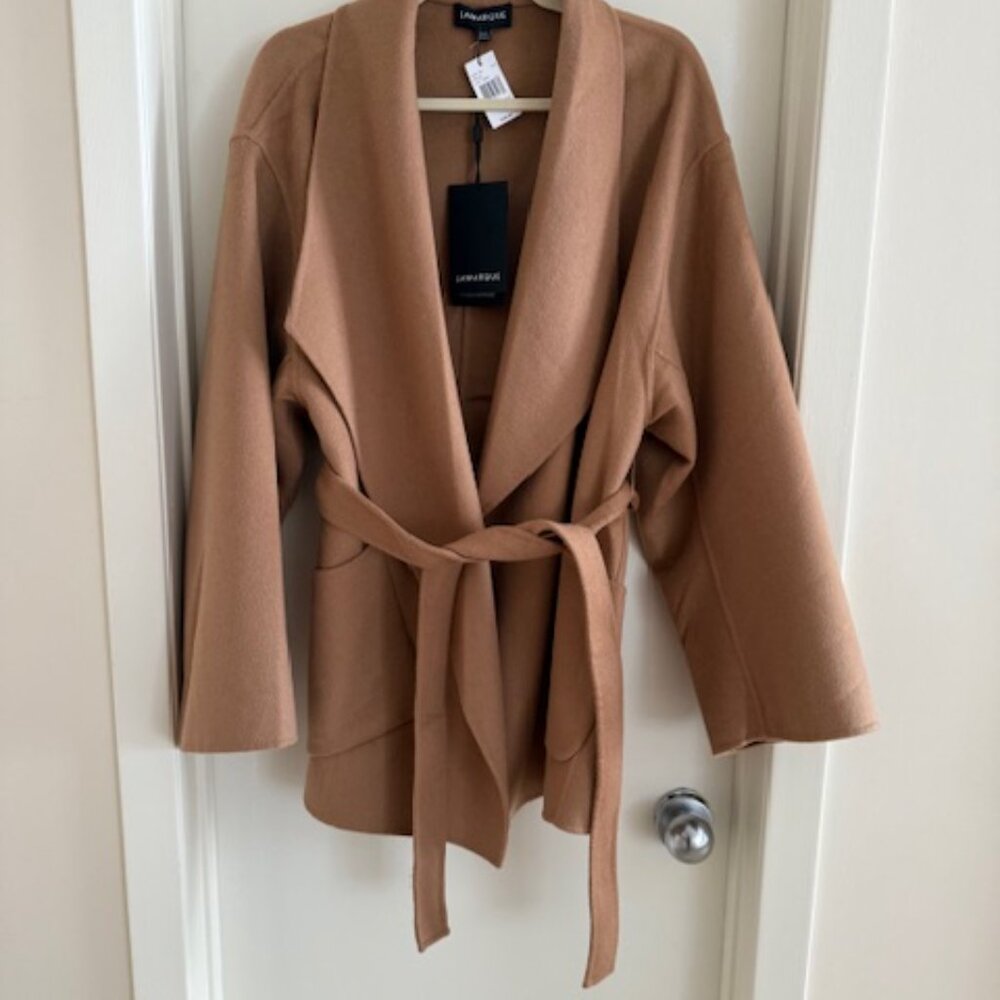 LAMARQUE Mekia Belted Double-Face Wool Oversized Wrap Coat - Picture 10 of 16